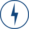 Blue lightning in a circle icon