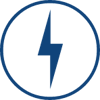 Blue lightning in a circle icon