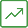 Green arrow pointing up and to right in box iocn