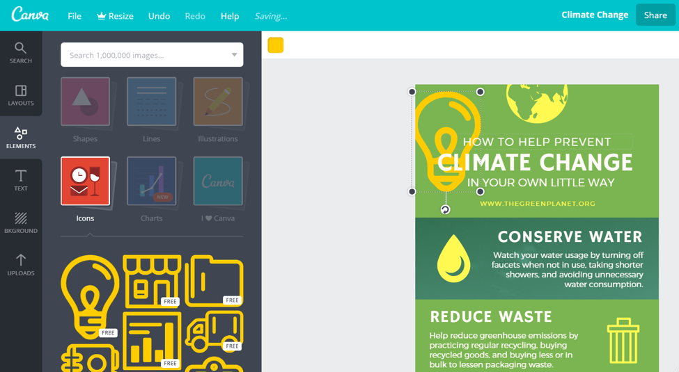 Screenshot of the tool Canva and a created Infographic