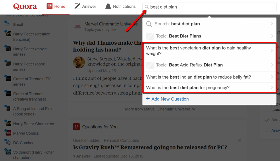Search results within Quora for the search phrase best diet plan
