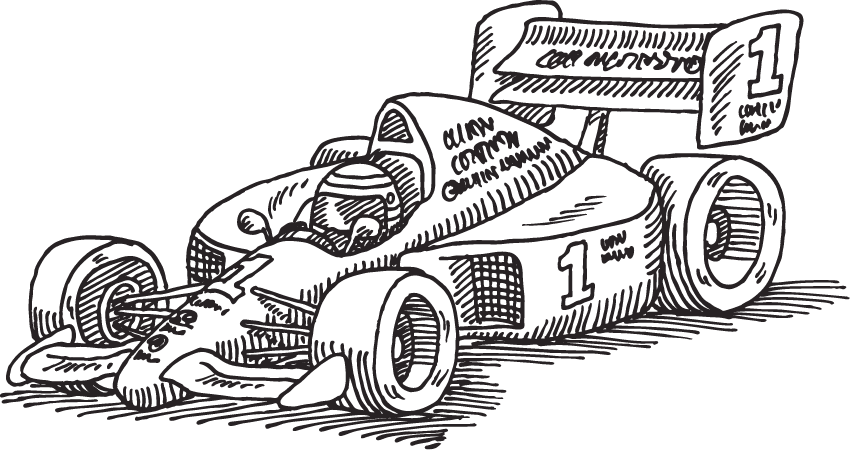 Drawing of a race car