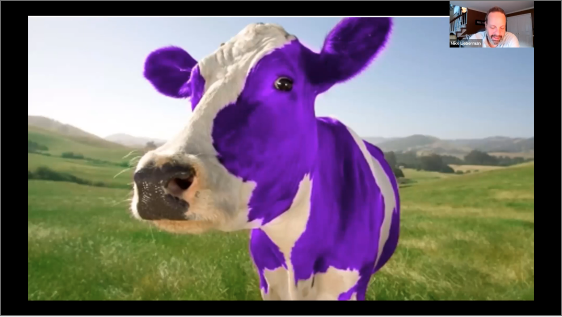 Purple cow as screenshot from 4 Pillars of Digital Webinar Growth webinar