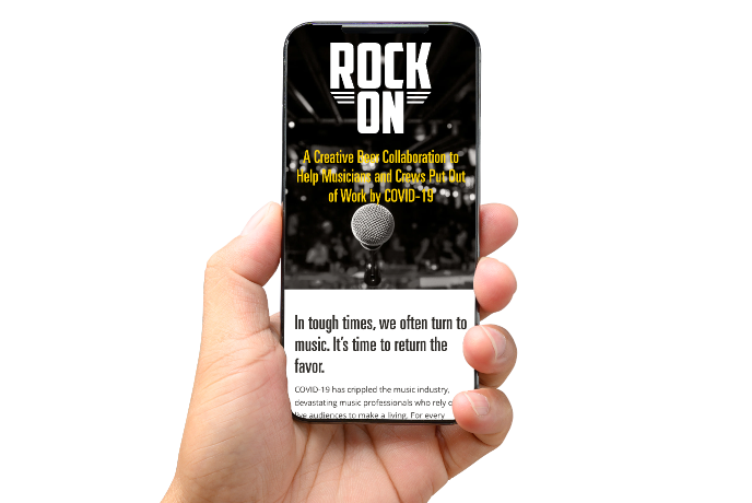 Rock On page viewed on a smartphone