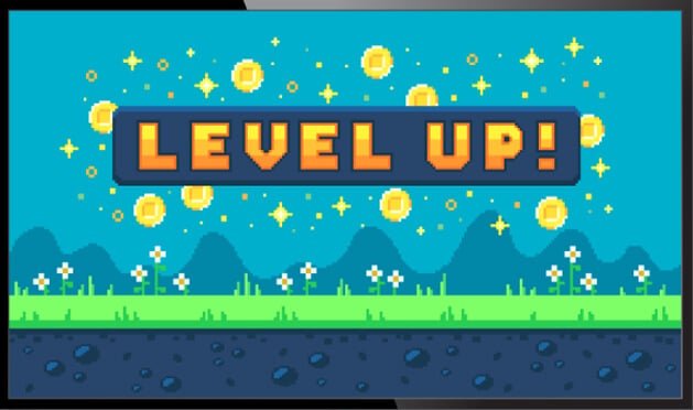 Level up video game screen