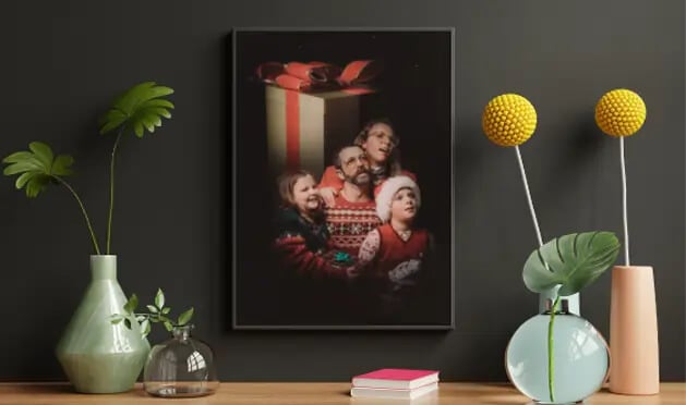 Photo of a family on a wall
