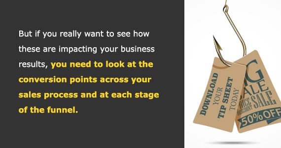 But if you really want to see how these are impacting your business results, you need to look at the conversion points across your sales process and at each stage of the funnel.